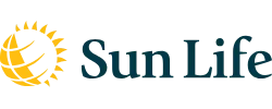 Sun Life logo with sun and text.